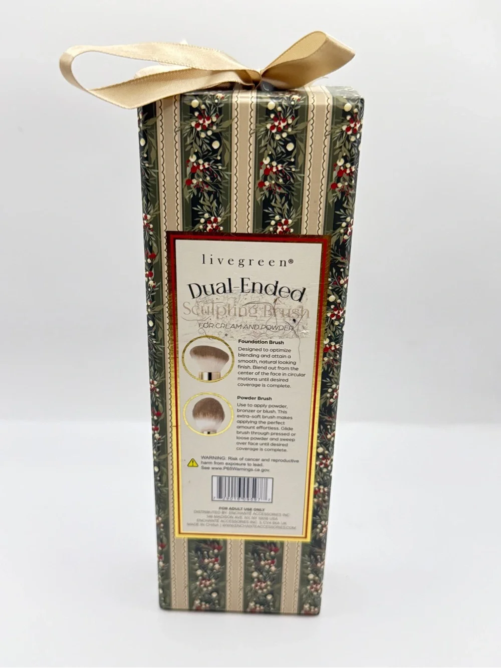 Dual-Ended Sculpting Makeup Brush - Gold Handles, Cream Bristles